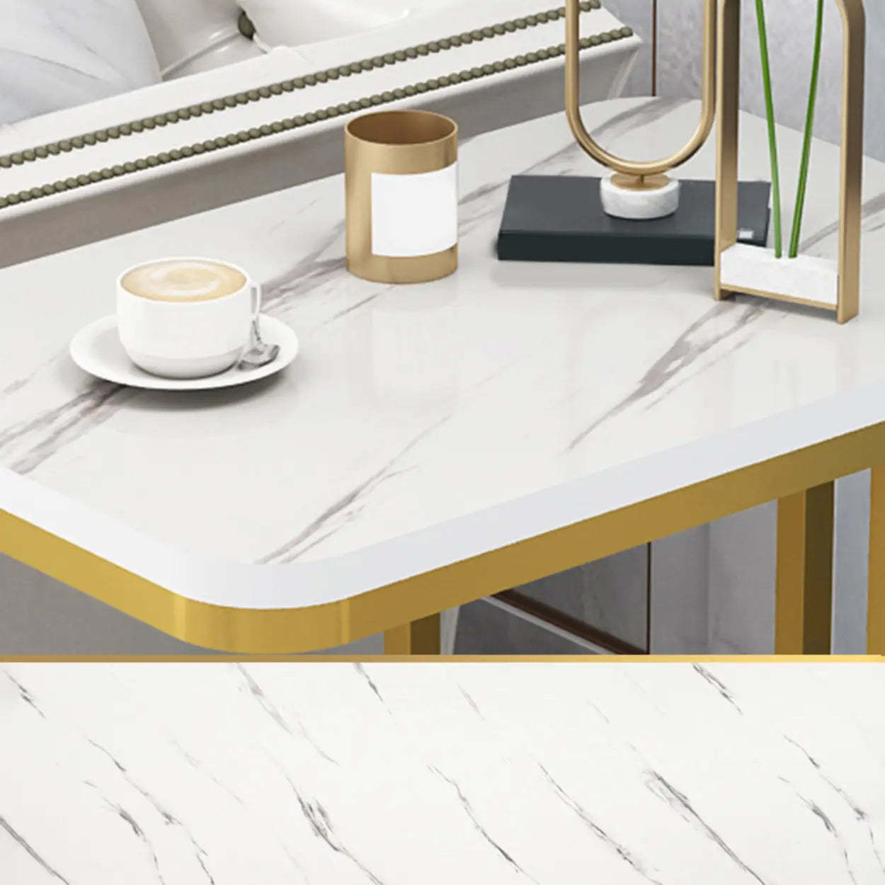 Black Metal Wood 2-Tier Rectangular Side Table