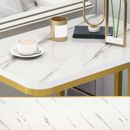 Black Metal Wood 2-Tier Rectangular Side Table