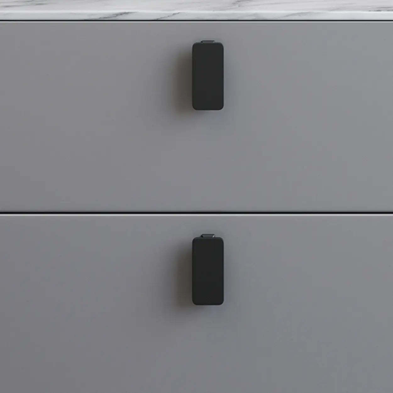 Gray 2-Tier Sintered Stone and Wood Nightstand — White