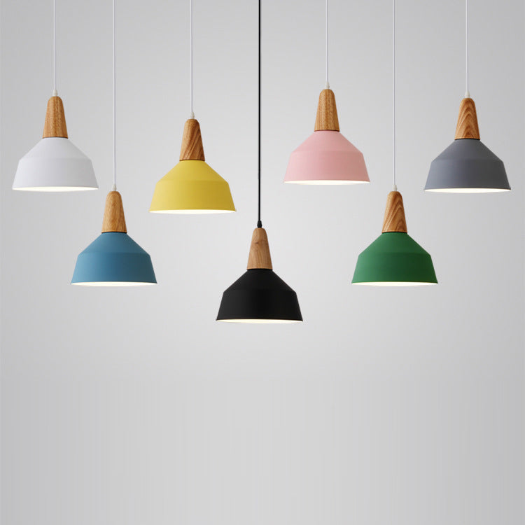 Nordic Macaron Aluminum Wood Pendant Light