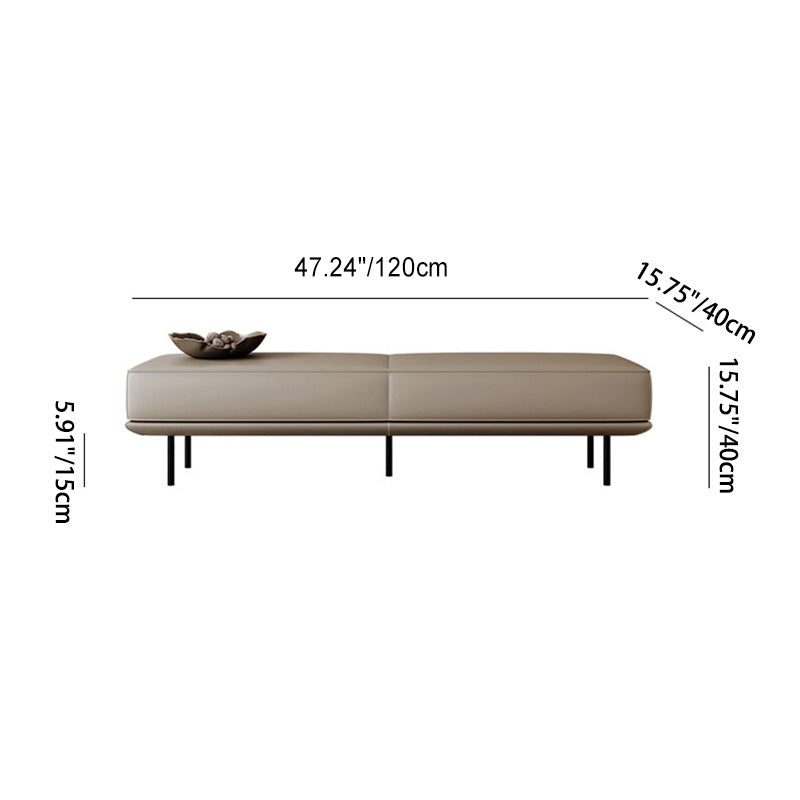 Minimalist Microfiber Leather Wood Rectangular Low Stool — Microfiber Leather / Black