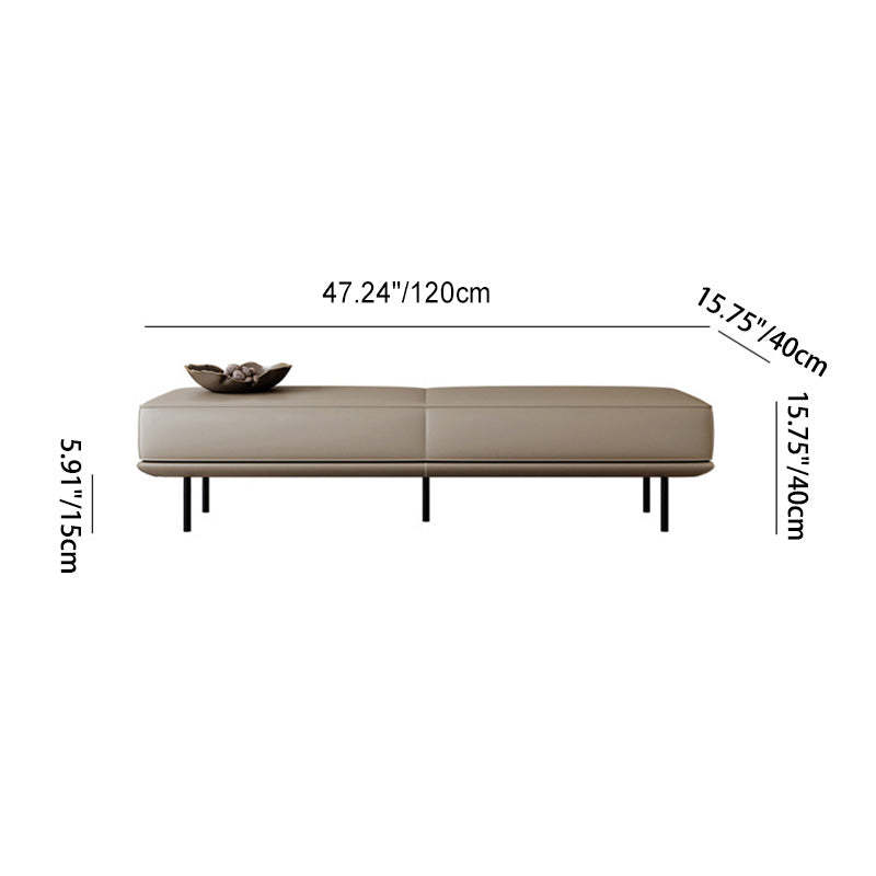 Minimalist Microfiber Leather Wood Rectangular Low Stool — Microfiber Leather / Black