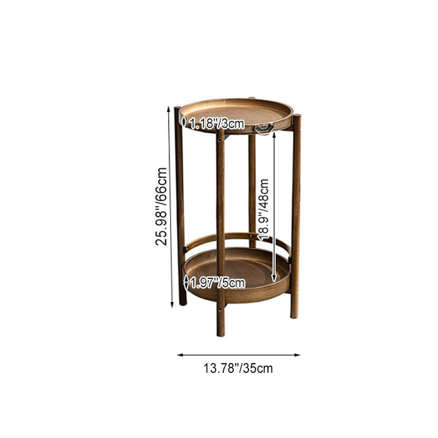 Chinese Bamboo Tray 2-Tier End Table