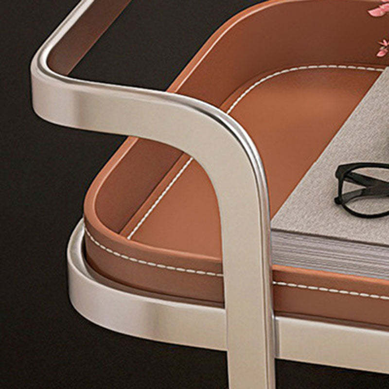 Luxury Rectangular Leather Steel Coffee Table