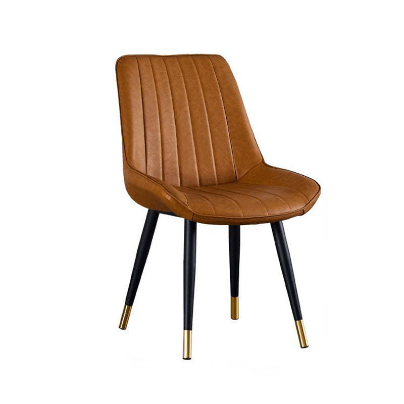 Modern Curved Leather Metal Dining Chair