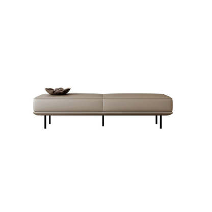 Minimalist Microfiber Leather Wood Rectangular Low Stool