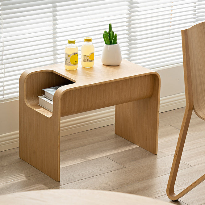 Minimalist Solid Wood C-Shaped Side Table