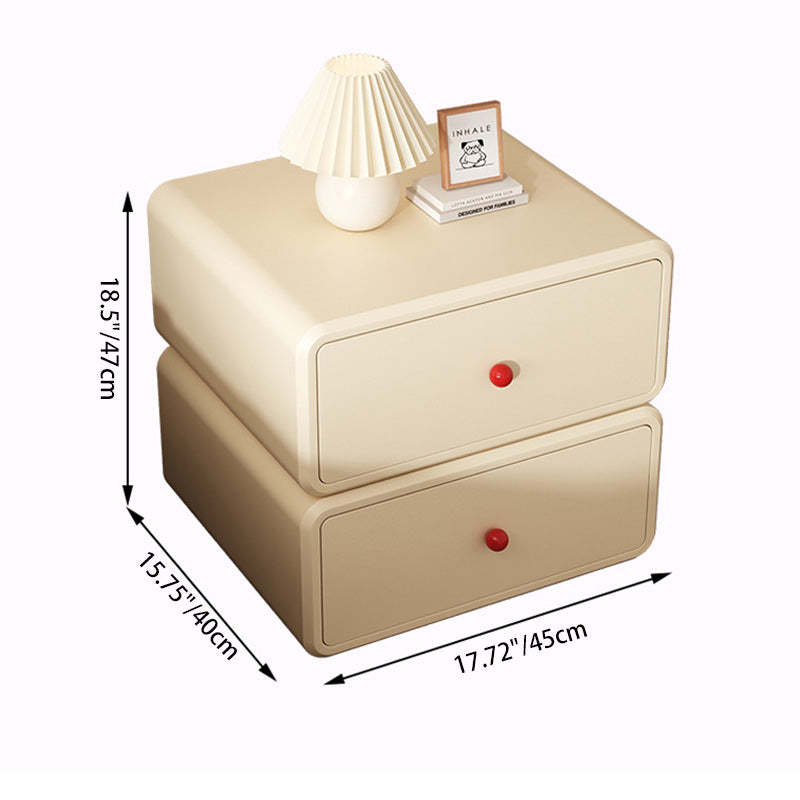 Minimalist Ceramic Cat Scratch Nightstand 2-Drawer — Light Brown & Beige