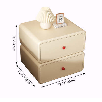 Minimalist Ceramic Cat Scratch Nightstand 2-Drawer — Light Brown & Beige