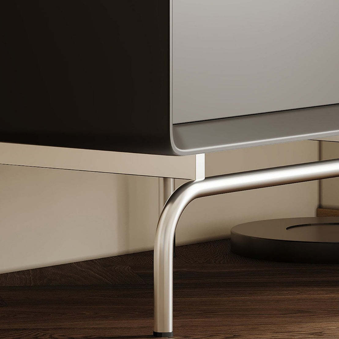Minimalist Wood Steel 2-Drawer Nightstand