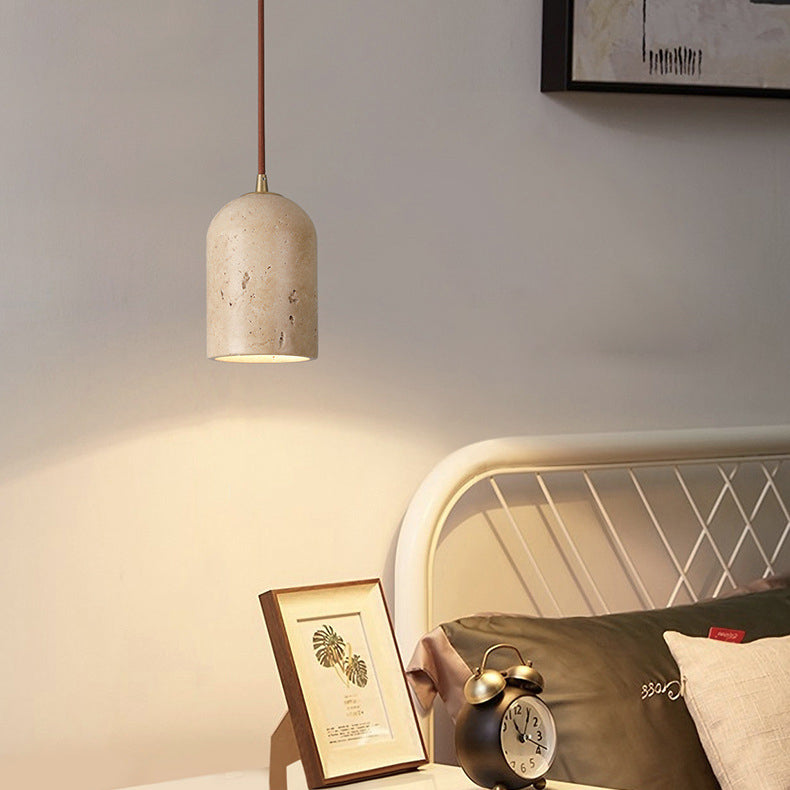 Lighom nordic travertine orb oak pendant lighting in linen — 220V-240V (UK/AU)