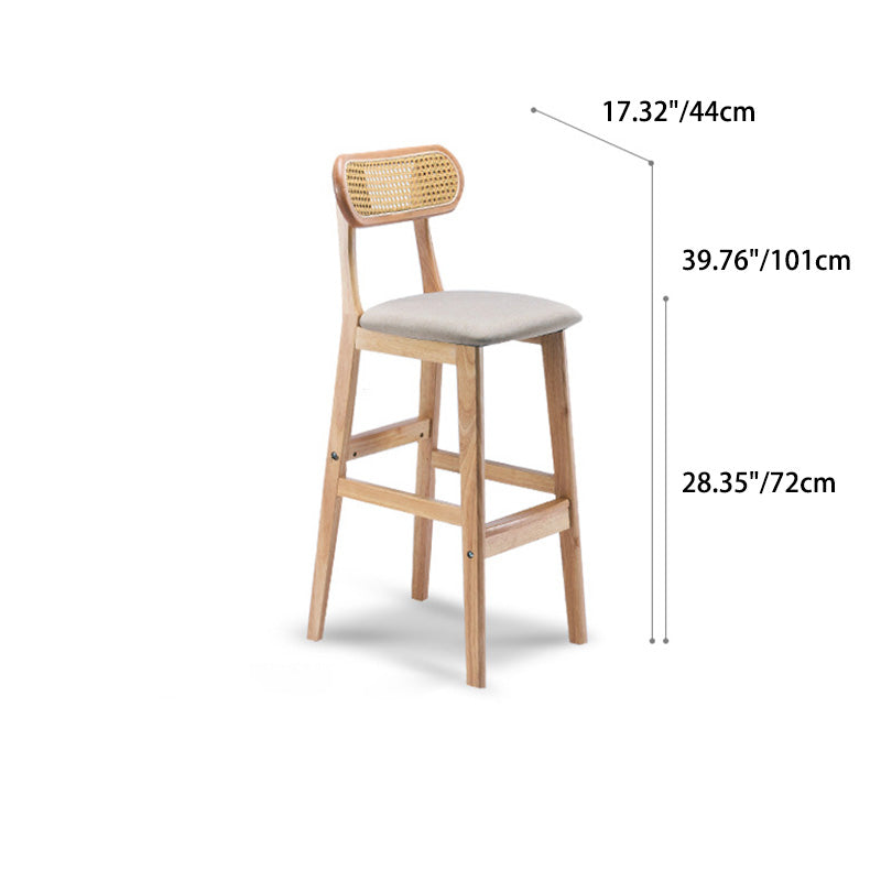 Minimalist PU Leather Open-Back Counter Stool — Rose Red Fabric Seat