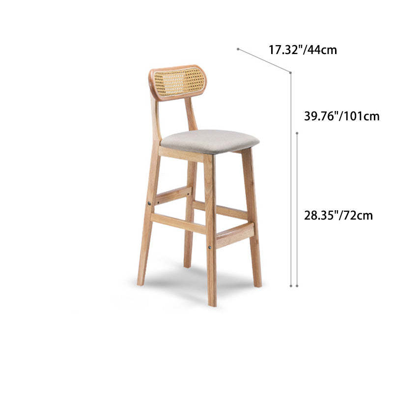 Minimalist PU Leather Open-Back Counter Stool — Rose Red Fabric Seat
