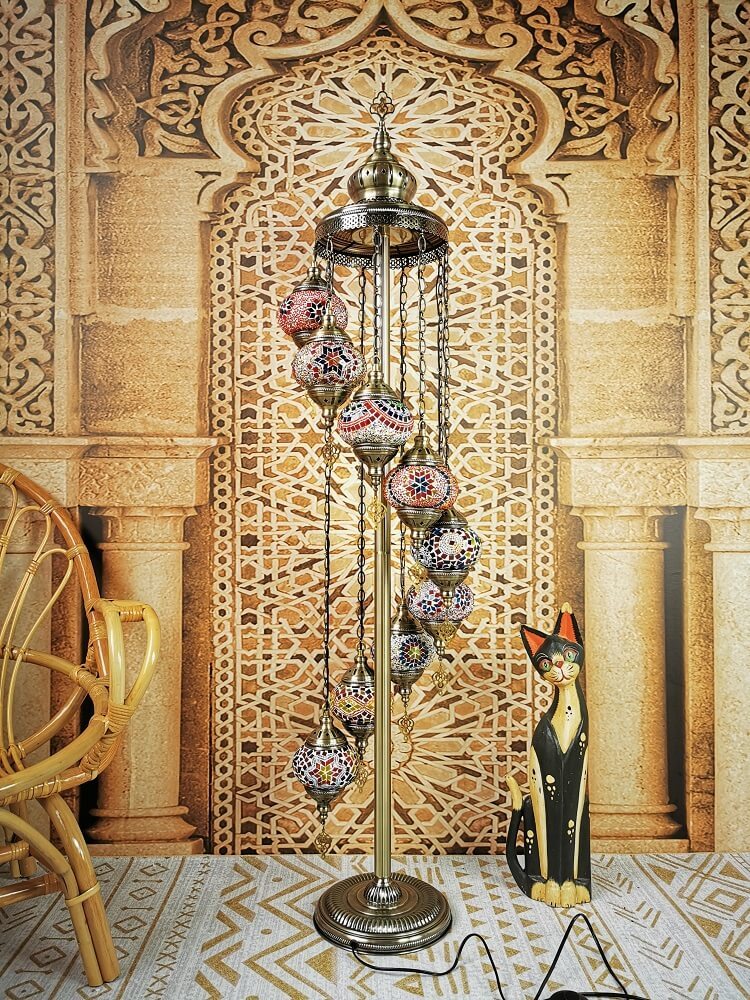 Retro Turkish Moroccan Globe 9-Light Floor Lamp