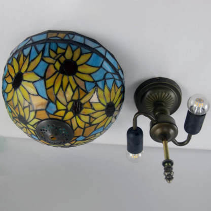 European Vintage Tiffany 2-Light Flush Mount