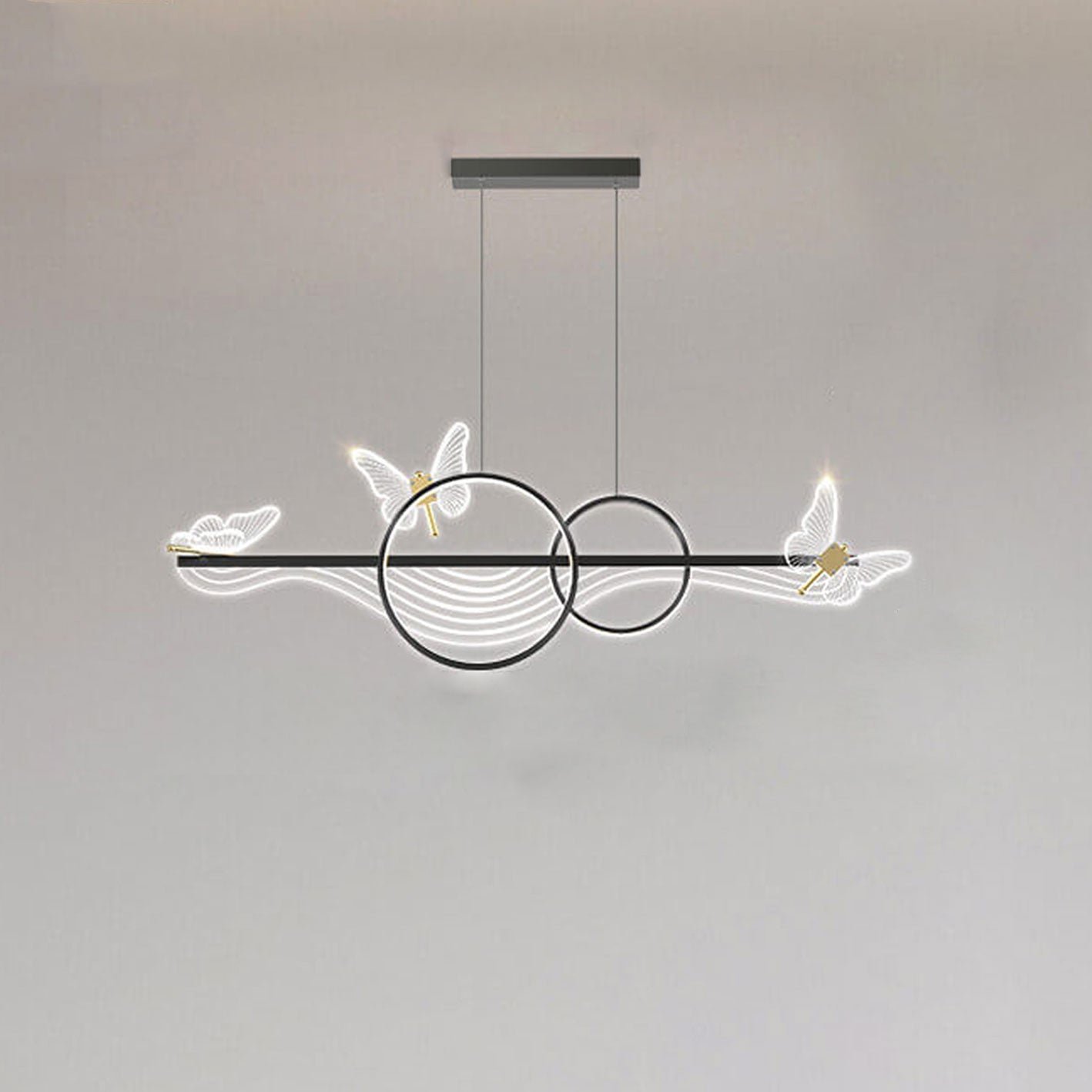 Nordic Butterfly Round Linear Island LED Chandelier — White Light (5000K) / Gold / 220V-240V For UK/AU
