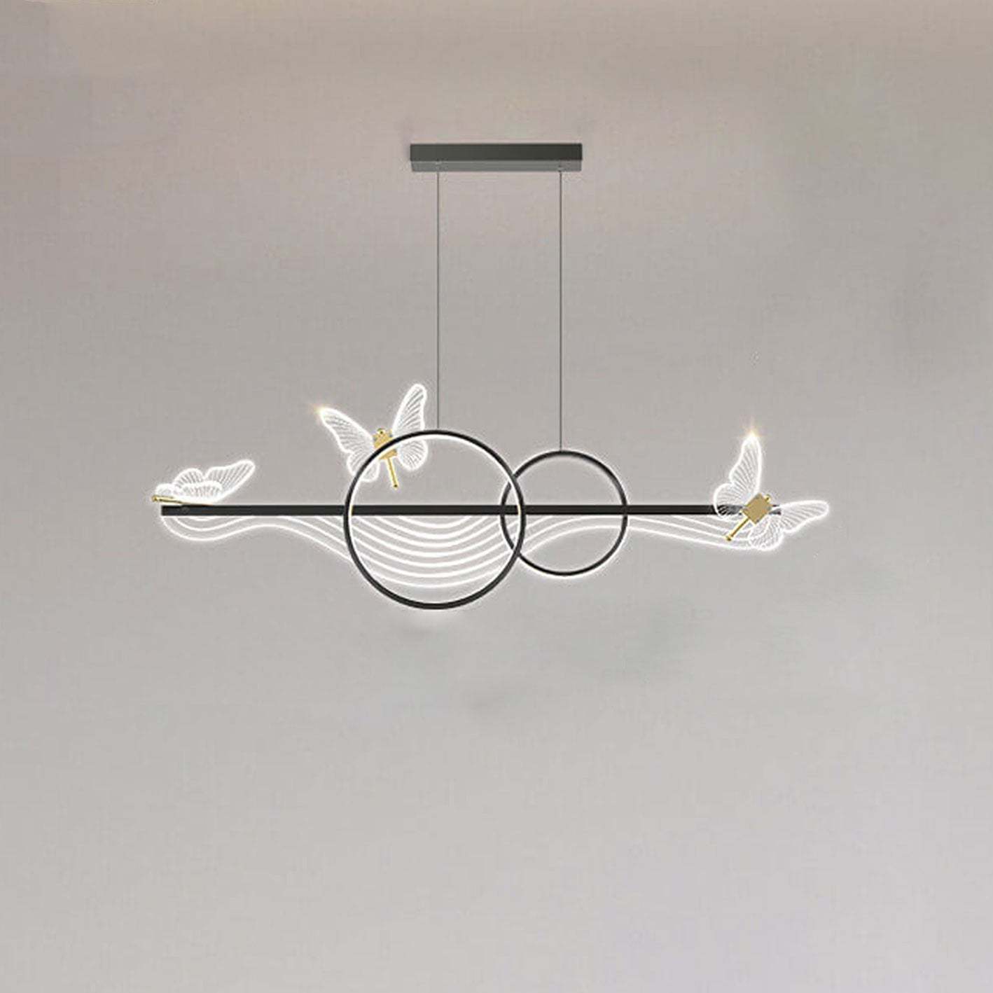 Nordic Butterfly Round Linear Island LED Chandelier — White Light (5000K) / Gold / 220V-240V For UK/AU
