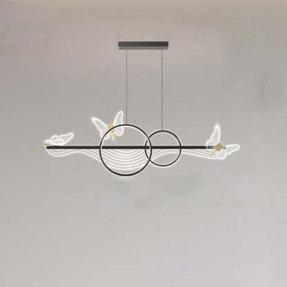Nordic Butterfly Round Linear Island LED Chandelier — White Light (5000K) / Gold / 220V-240V For UK/AU
