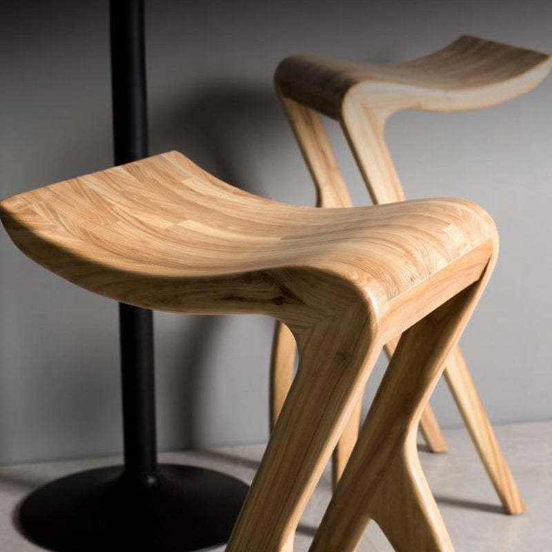 Japanese Curved Ash Wood Bar Stool