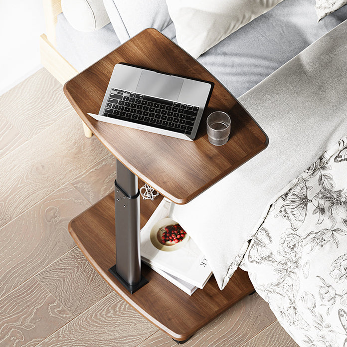 Scandinavian Wood Carbon Steel Movable End Table 2-Tier