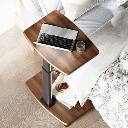 Scandinavian Wood Carbon Steel Movable End Table 2-Tier
