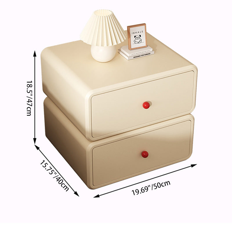 Minimalist Ceramic Cat Scratch Nightstand 2-Drawer — Light Gray & Beige