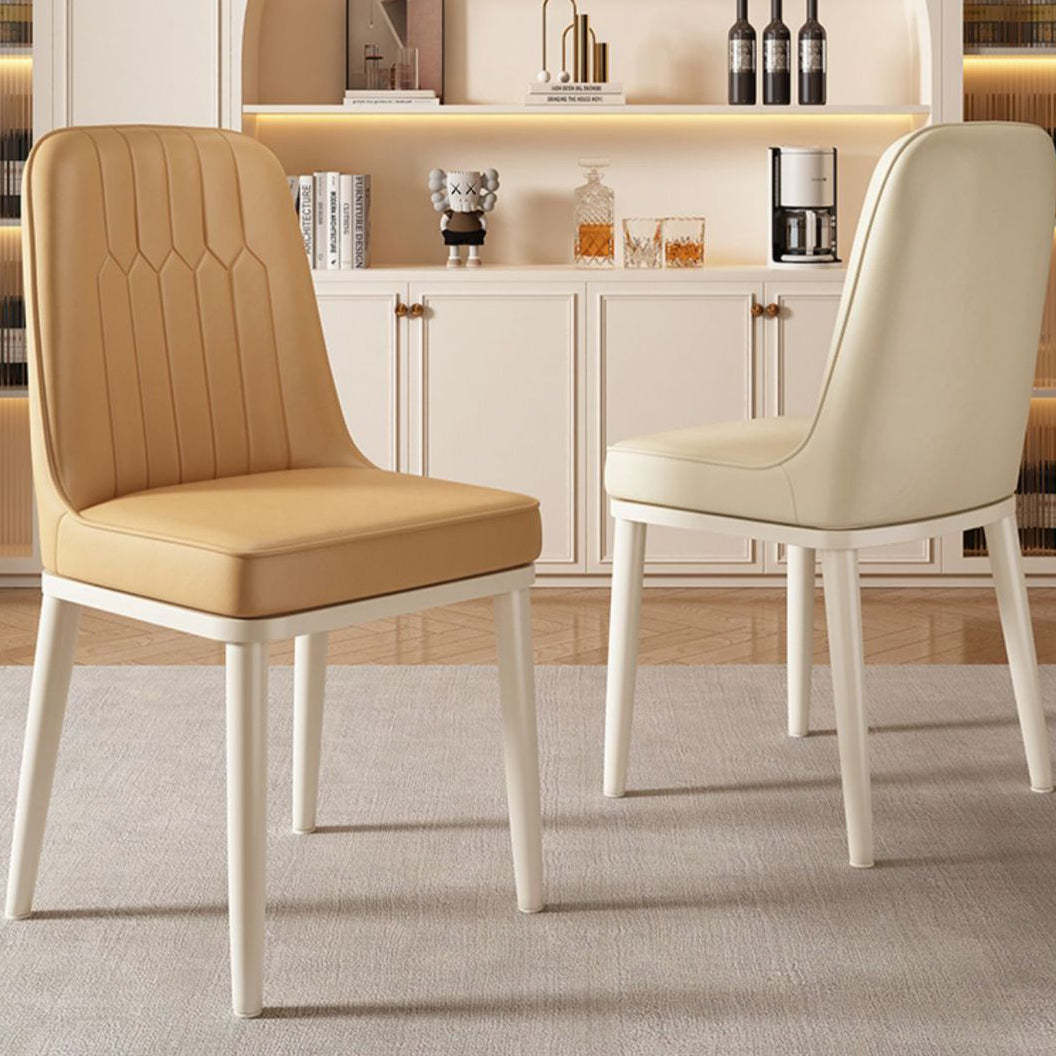 Contemporary Square PU Leather Upholstered Dining Chair