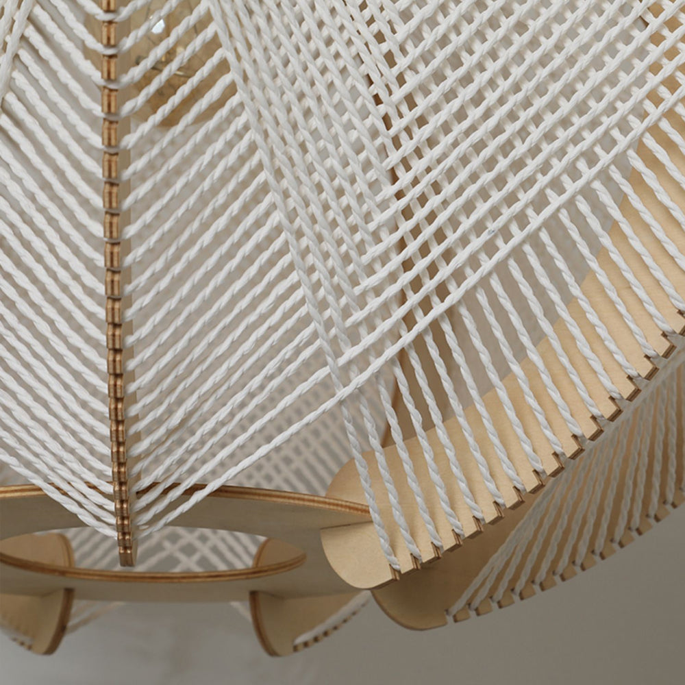 Retro Wooden Pendant Light Irregular Living Room Lamp