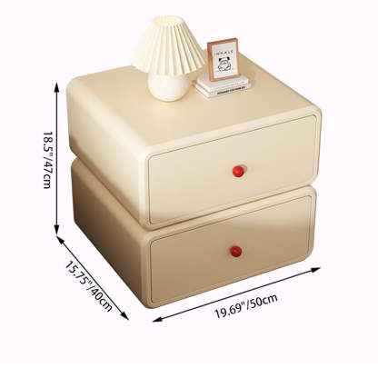 Minimalist Ceramic Cat Scratch Nightstand 2-Drawer — Light Gray & Beige