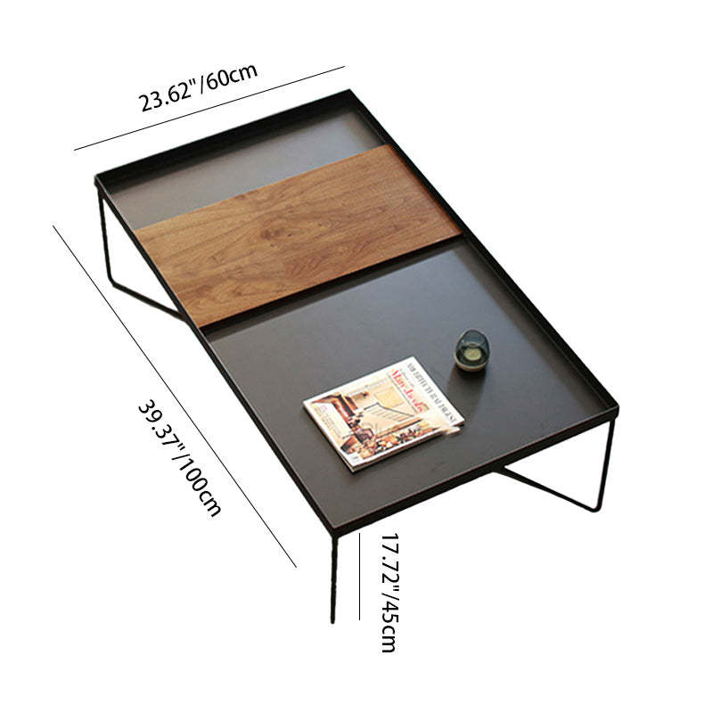 Industrial Rectangular Iron Wood Coffee Table