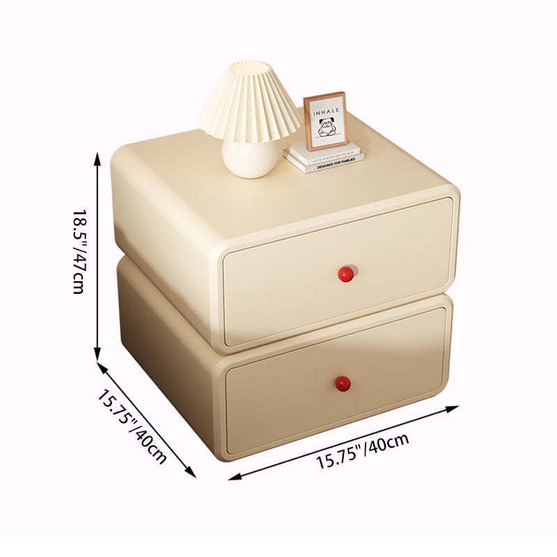 Minimalist Ceramic Cat Scratch Nightstand 2-Drawer — Khaki & Beige