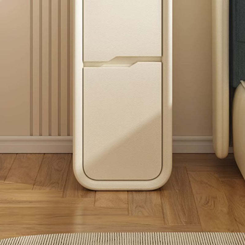 Minimalist Leather Nightstand 2-Drawer — White
