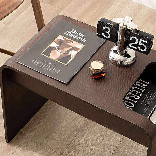 Minimalist Solid Wood C-Shaped Side Table