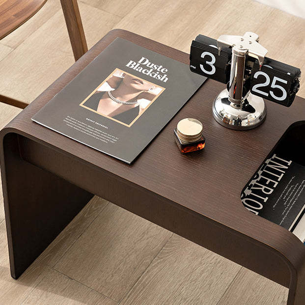 Minimalist Solid Wood C-Shaped Side Table