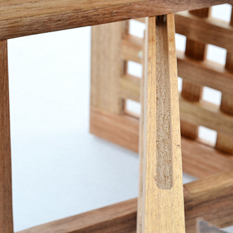 Traditional Rustic Wood Backless Chair