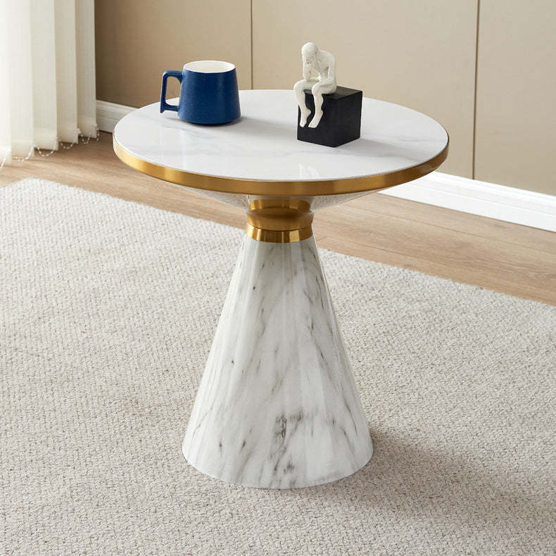 Modern Cone Rock Slab Steel Side Table