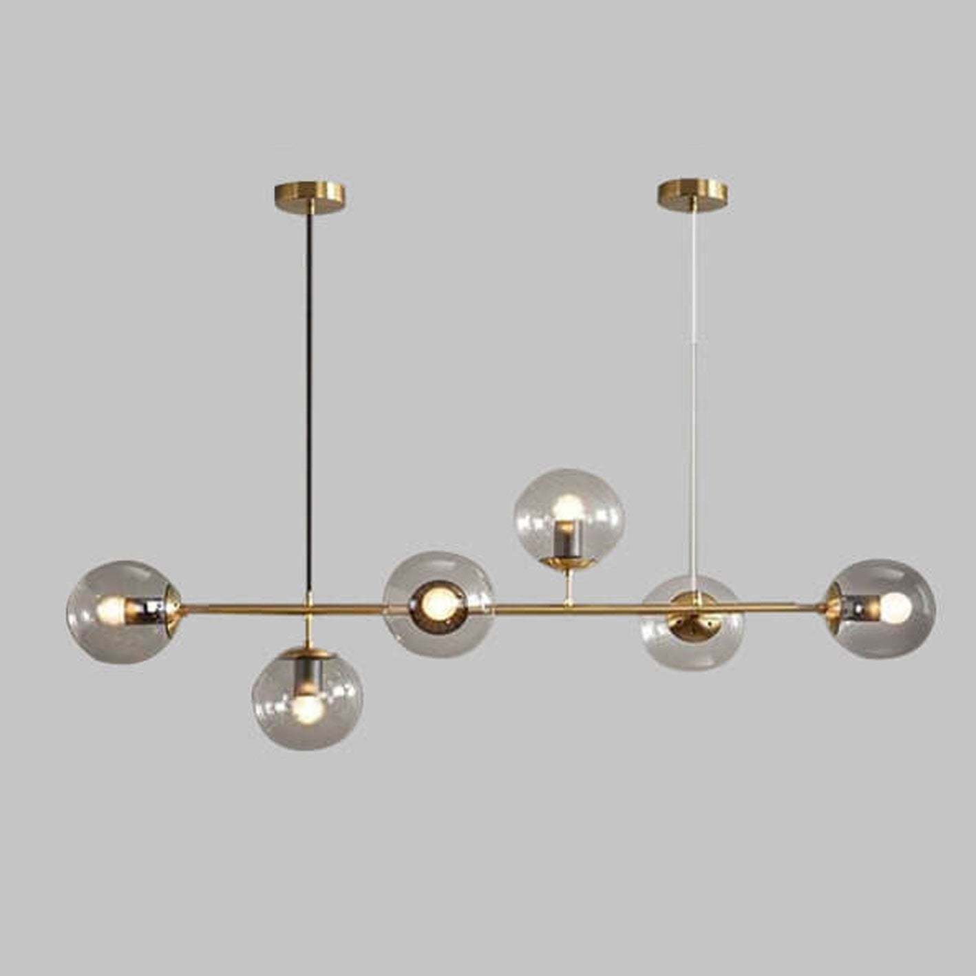 Minimalist Long Glass Globe Island Chandelier