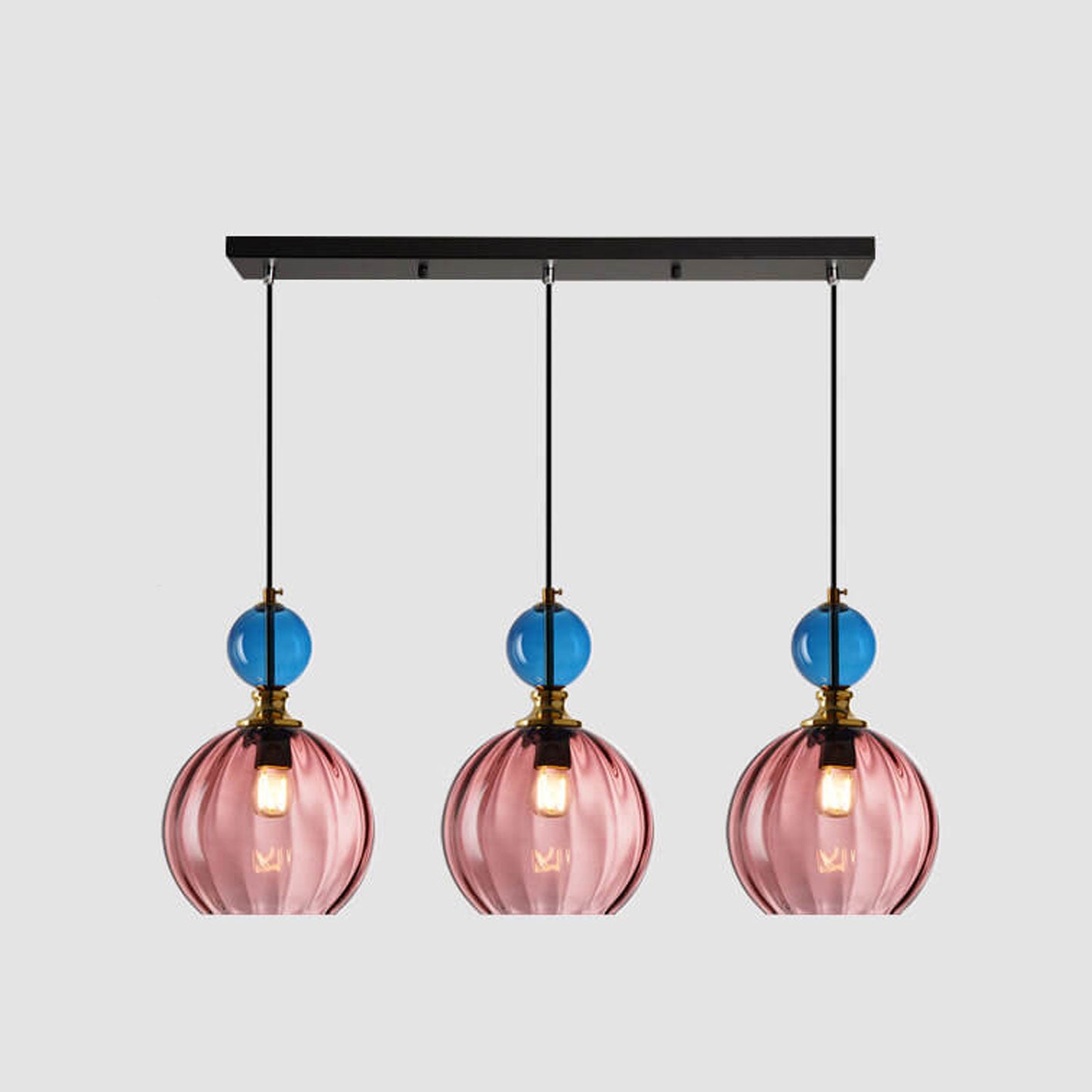 Danish Striped Glass Round Chandelier