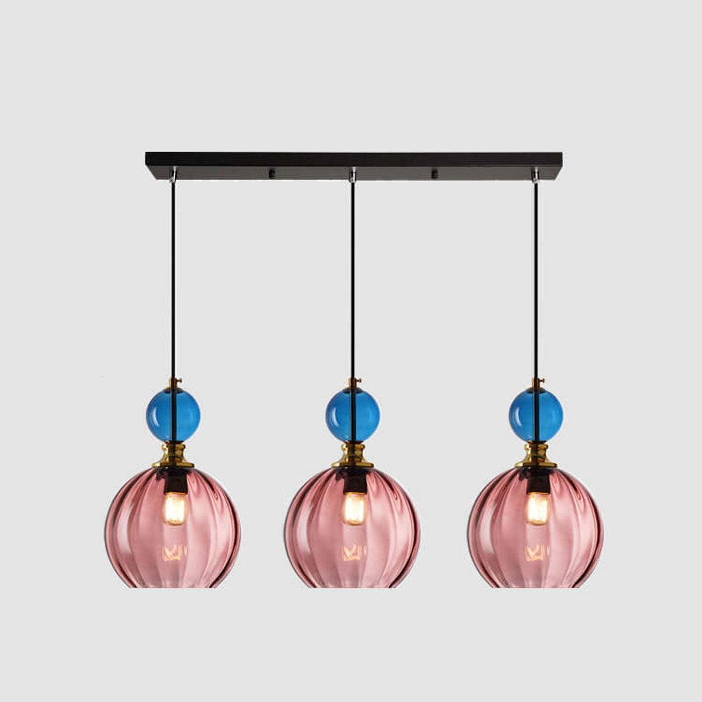 Danish Striped Glass Round Chandelier