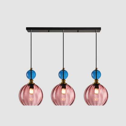Danish Striped Glass Round Chandelier