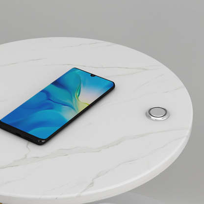 Nordic Walnut Nightstand With Wireless Charging — With Mobile Phone Wireless Charging / Walnut - Wood Color & Silver / Infinitely Dimmable - 220V-240V For UK/AU