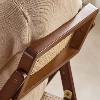 Minimalist Foldable Rattan Wood Dining Chair