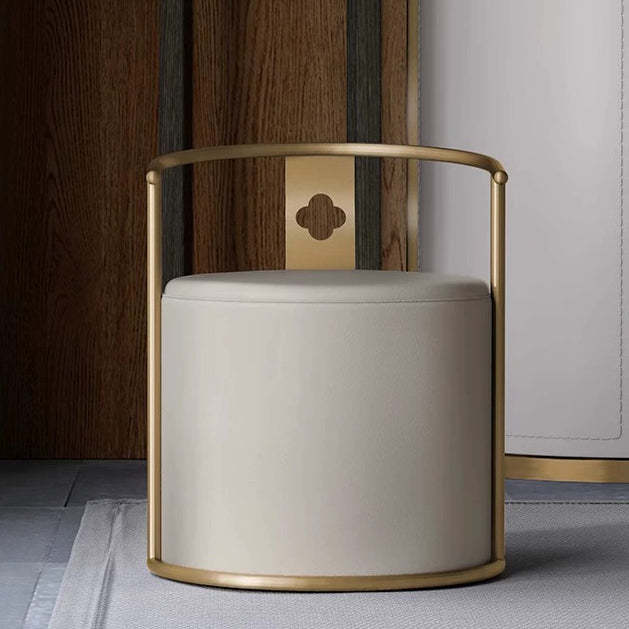 Contemporary Microfiber Leather Cylinder Vanity Stool
