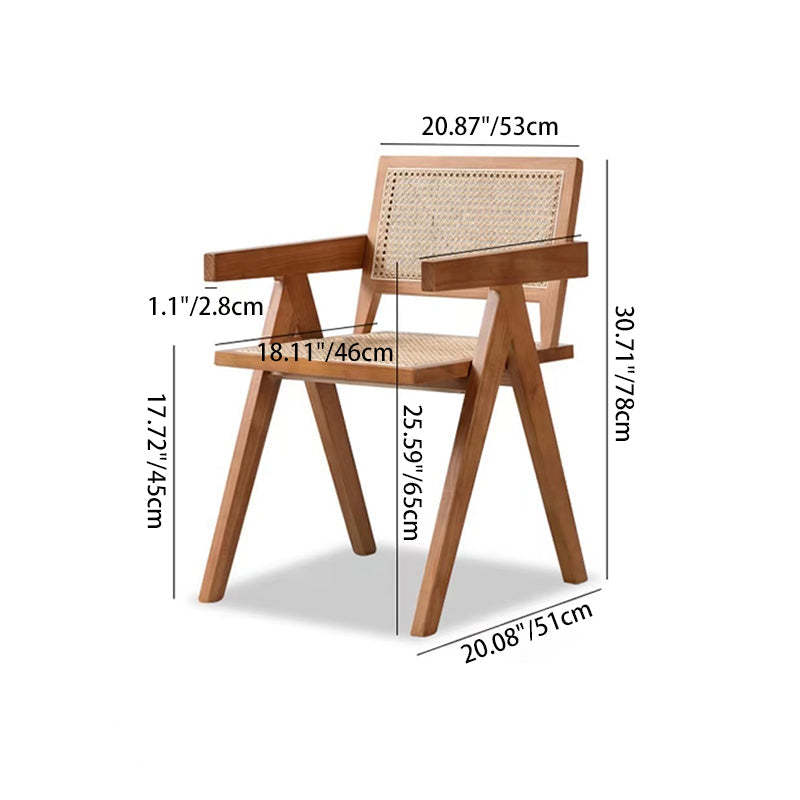 Scandinavian Wood Rattan Armchair