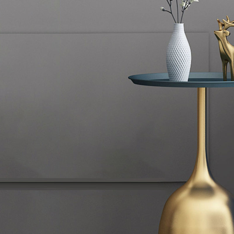 Scandinavian Metal Iron Marble End Table — Blue Frame & White Table Top - Marble