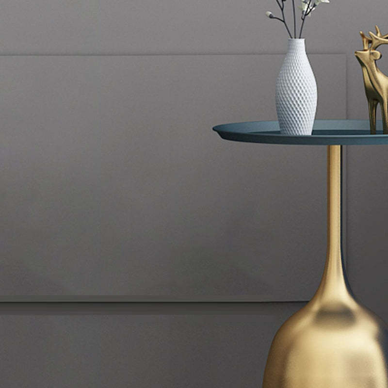 Scandinavian Metal Iron Marble End Table — Blue Frame & White Table Top - Marble