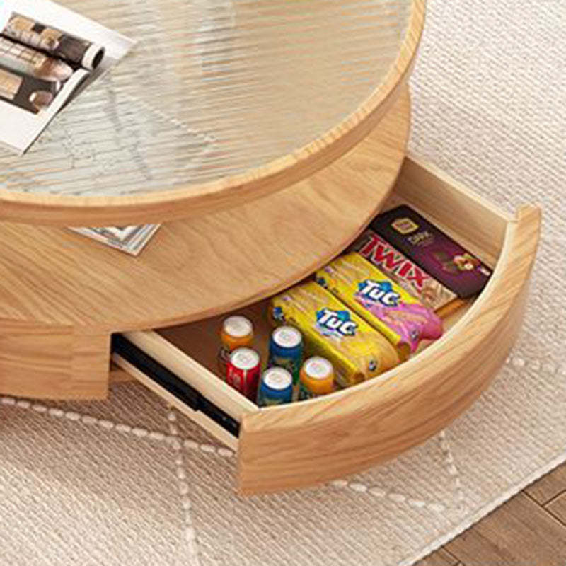 Japanese Glass Wood 2-Tier End Table