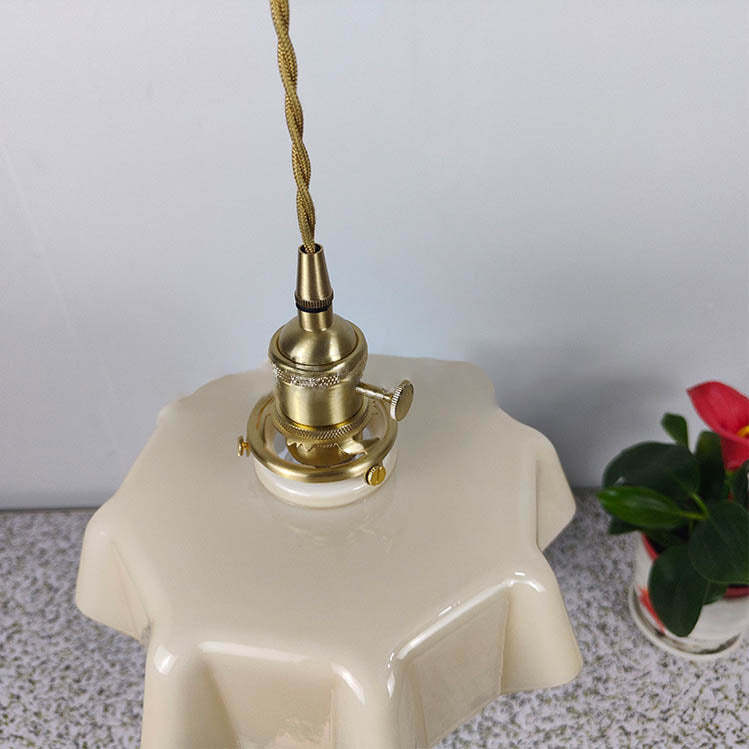 Japanese Cream Petal Glass Pendant Light