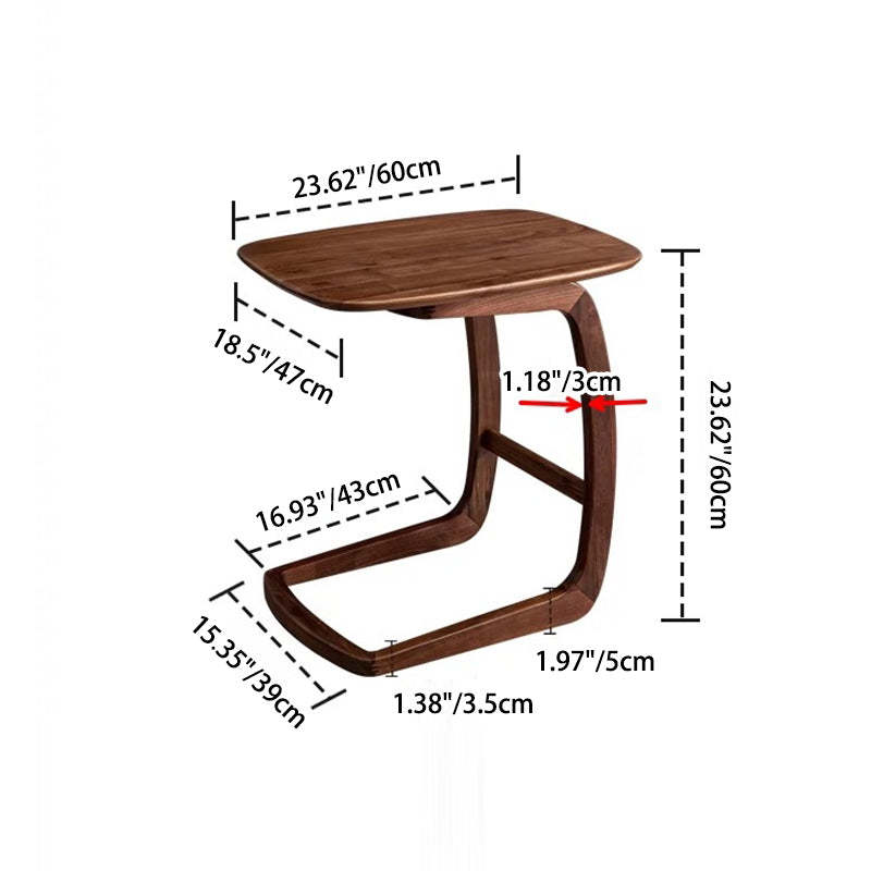 Nordic C-Shape Walnut Ash Wood End Table
