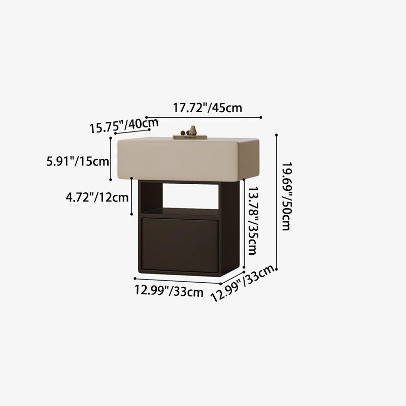 Minimalist Pine Eco Board Square Nightstand 1-Drawer